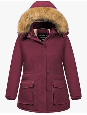 Plus Size Winter Coats Warm Parka Jackets Sherpa Lined Detachable Fur Hood